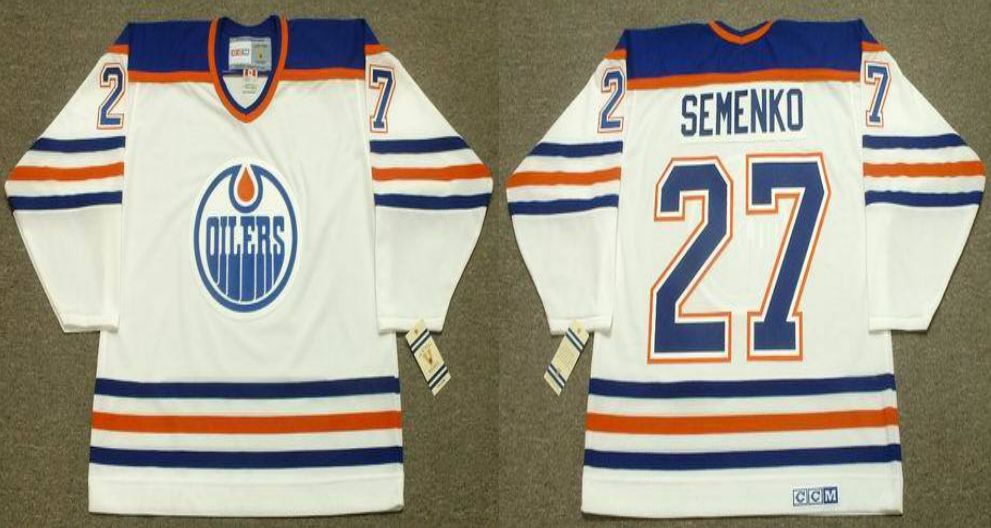 2019 Men Edmonton Oilers 27 Semenko White CCM NHL jerseys